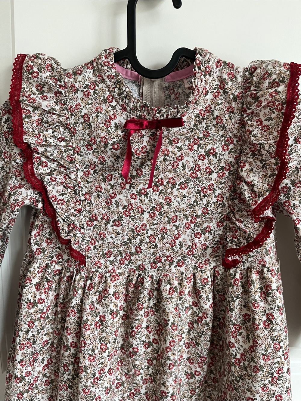 FRIENDS Pink and Burgundy Floral Ruffle Dress - Picture 4 of 4